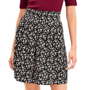 Loft Womens Black & White Floral Above Knee Skirt S Polyester Blend